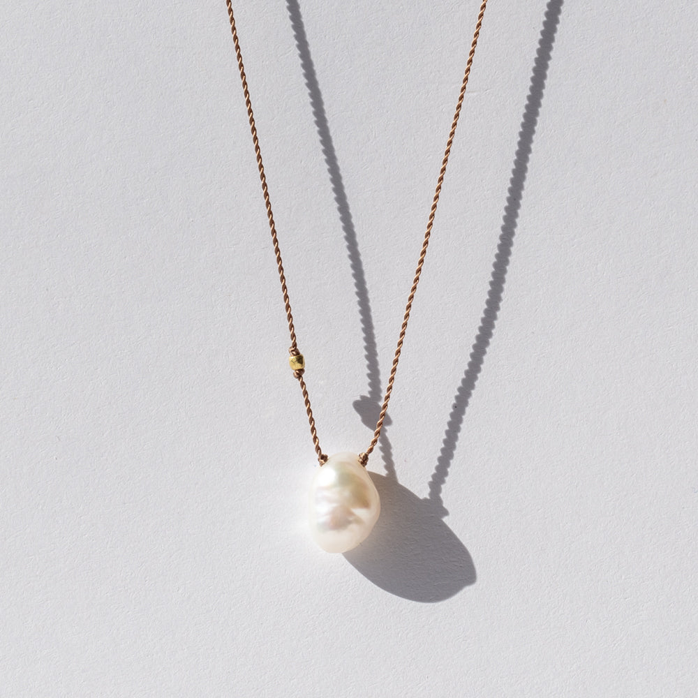 White Asymmetrical Drop Pearl Necklace