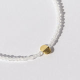 White Moonstone Beaded Bracelet with Gold Bead