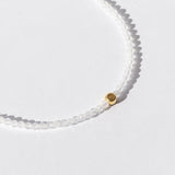 White Moonstone Beaded Bracelet with Gold Bead