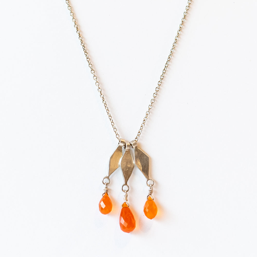 Three Carnelian Drop Necklace