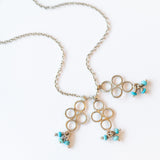 Turquoise Cluster Necklace with Open Disc Charms