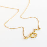 Engraved Snake Necklace with Diamond Eyes
