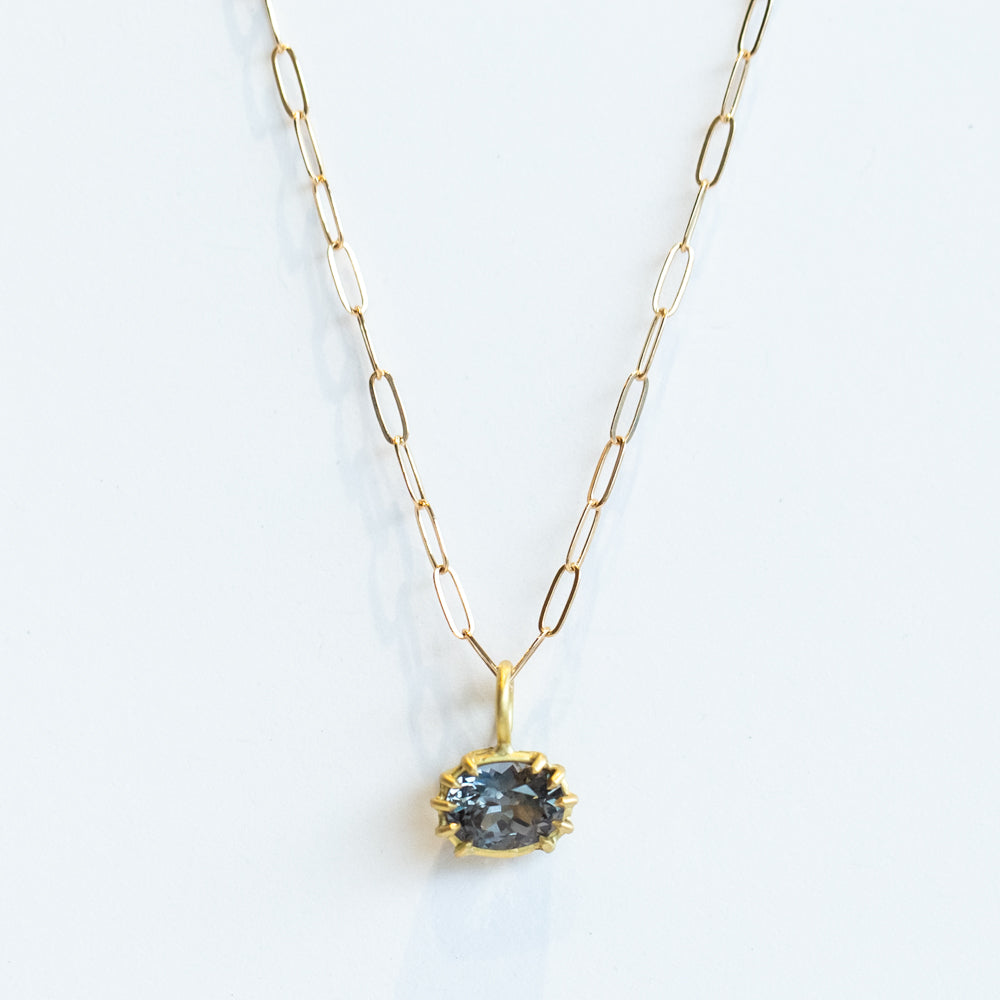 Gray Spinel East-West Oval Basket Charm