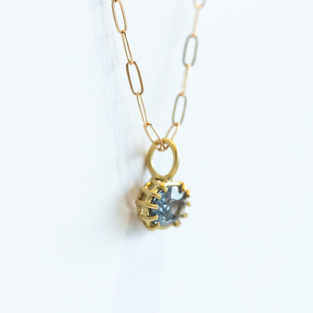 Gray Spinel East-West Oval Basket Charm