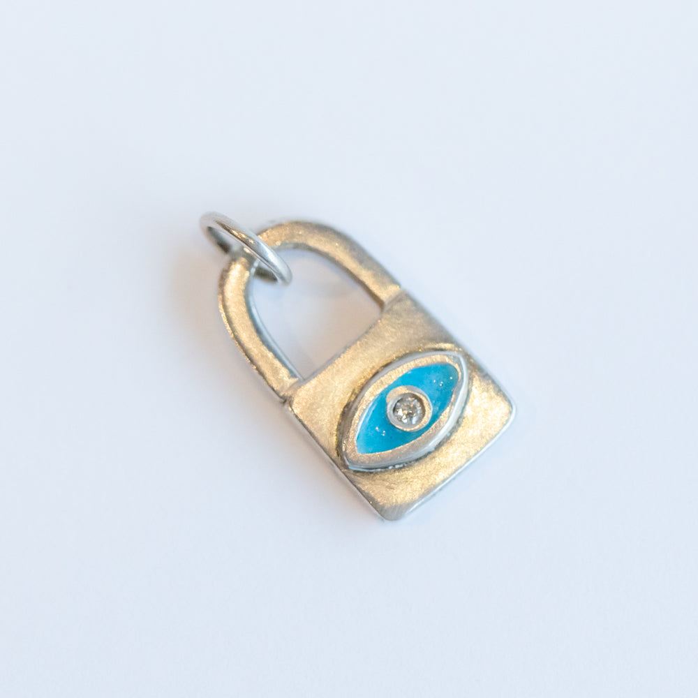 Enamel and Diamond Padlock Eye Charm