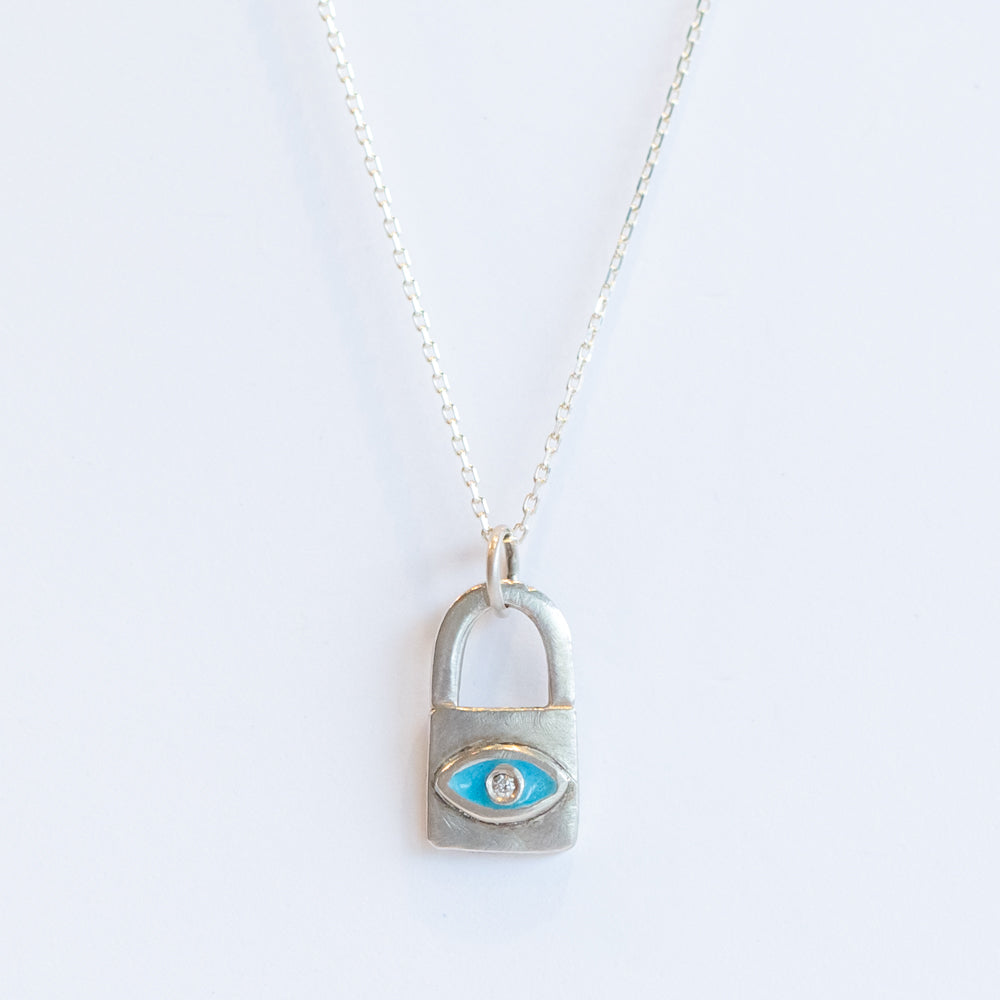 Enamel and Diamond Padlock Eye Charm
