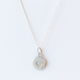 Flat Tiny Disc Letter Charm with Diamond