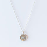 Tiny Disc Letter Charm with Diamond