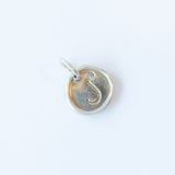 Tiny Disc Letter Charm with Diamond