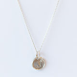 Tiny Disc Letter Charm with Diamond