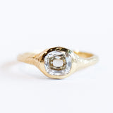 Carved Cushion Diamond Signet Engagement Ring