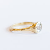 Carved Cushion Diamond Signet Engagement Ring