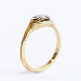 Carved Cushion Diamond Signet Engagement Ring