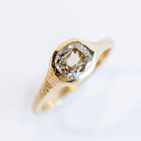 Carved Cushion Diamond Signet Engagement Ring
