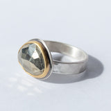 Asymmetrical Rose Cut Pyrite Ring