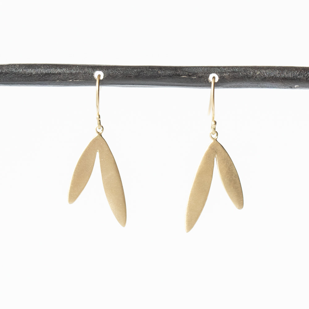 Double Leaf Charm Drop Earrings