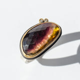 East-West Elongated Rose Cut Watermelon Tourmaline Ring