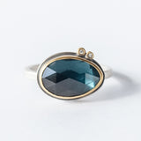 London Blue Topaz Ring with Diamond Dots