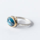 London Blue Topaz Ring with Diamond Dots