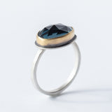 London Blue Topaz Ring with Diamond Dots