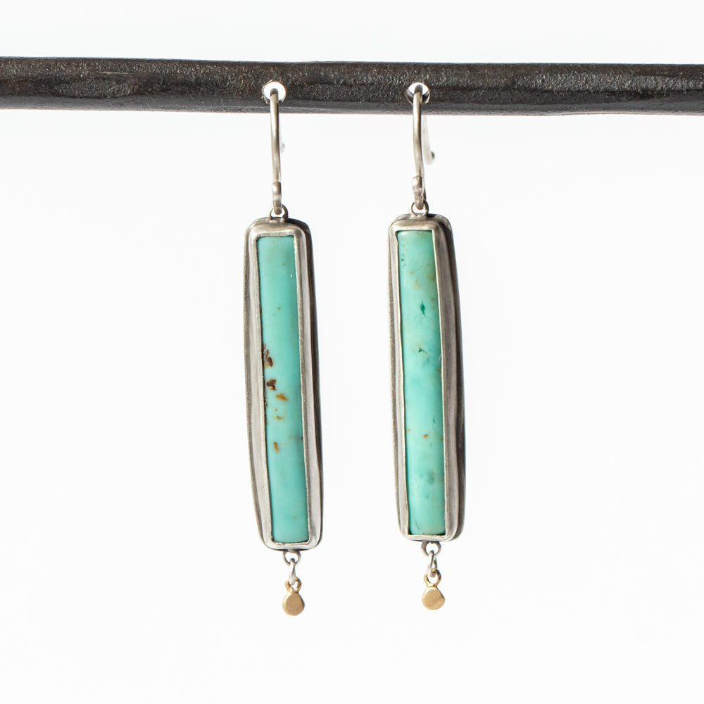 Long Turquoise Bar Drop Earrings