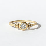 Narrow Flourish Diamond Ring with Six Diamond Dots