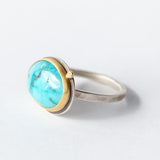 Organic Oval Turquoise Ring with Diamond Dot