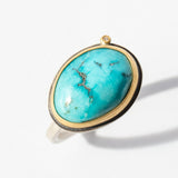 Organic Oval Turquoise Ring with Diamond Dot