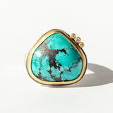 Organic Teardrop Turquoise Ring with Diamond Dots