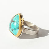 Organic Teardrop Turquoise Ring with Diamond Dots