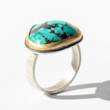 Organic Teardrop Turquoise Ring with Diamond Dots