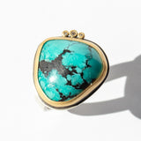 Organic Teardrop Turquoise Ring with Diamond Dots