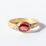 Orange-Red Sapphire Ring with Diamonds