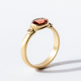 Orange-Red Sapphire Ring with Diamonds