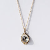 Rose Cut White Topaz Teardrop Necklace Diamond Dots