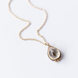 Rose Cut White Topaz Teardrop Necklace Diamond Dots
