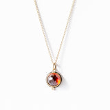Round Rose Cut Garnet Necklace with Diamond Dot