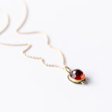 Round Rose Cut Garnet Necklace with Diamond Dot