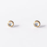 Round Rose Cut Moonstone Stud Earrings