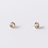Round Rose Cut Moonstone Stud Earrings