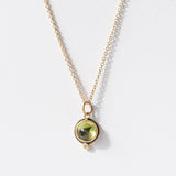 Round Rose Cut Peridot Necklace with Diamond Dot