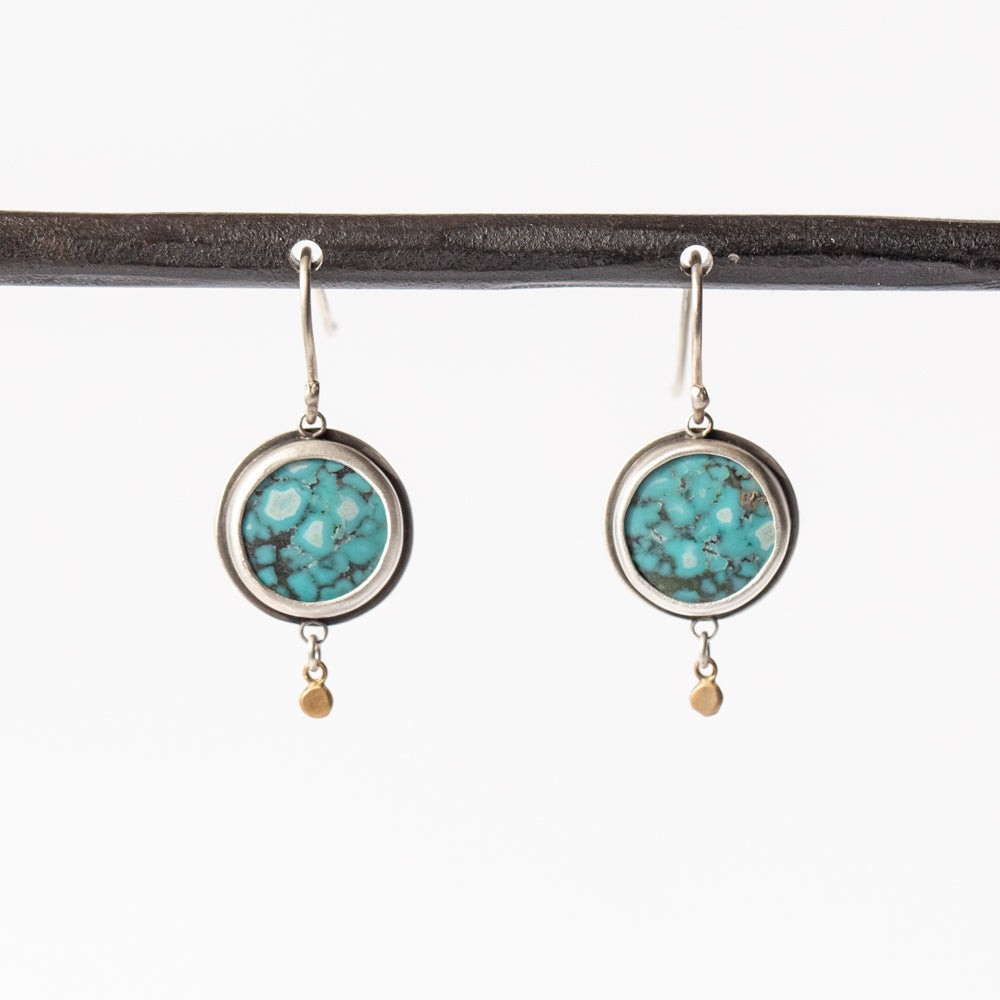 Round Turquoise Drop Earrings