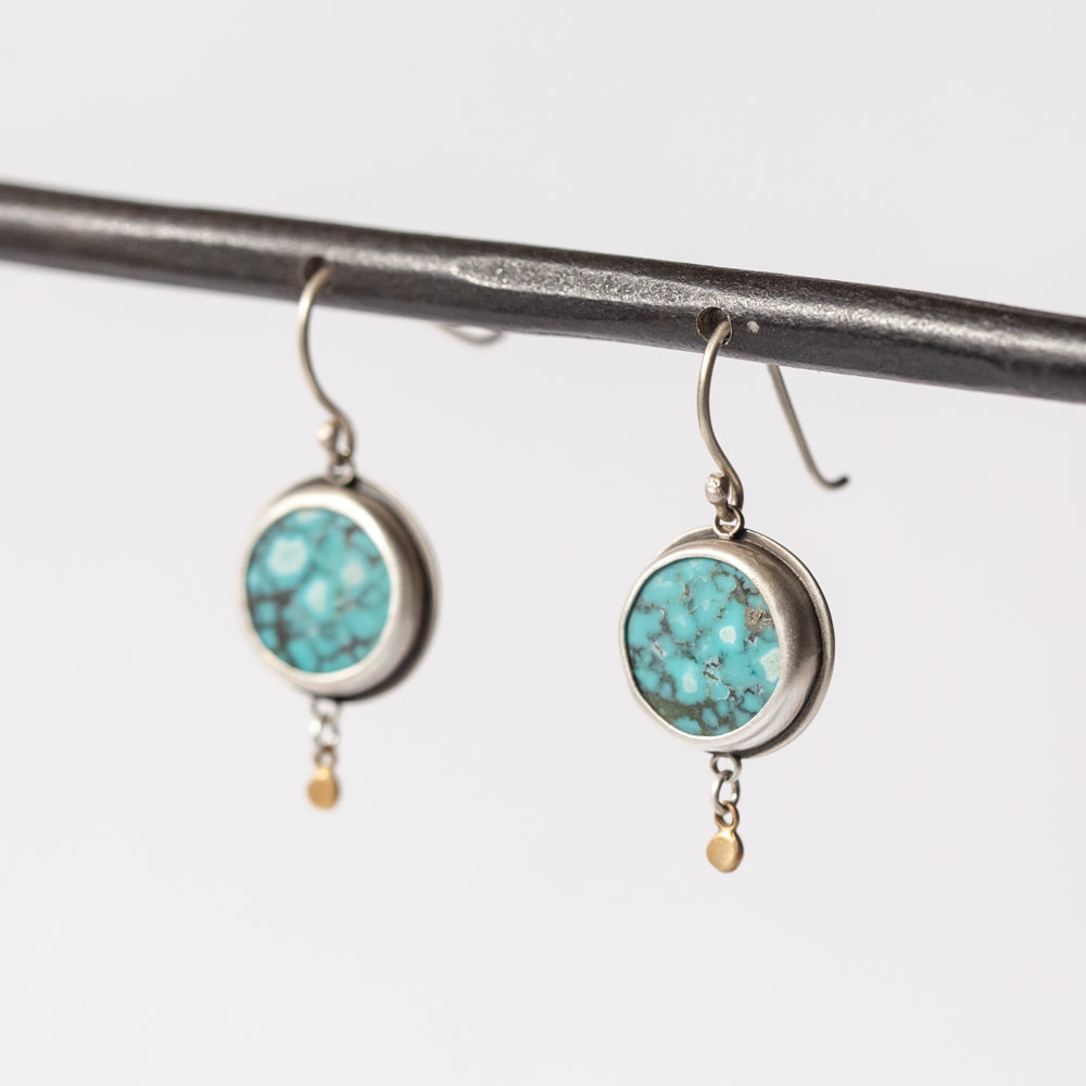 Round Turquoise Drop Earrings