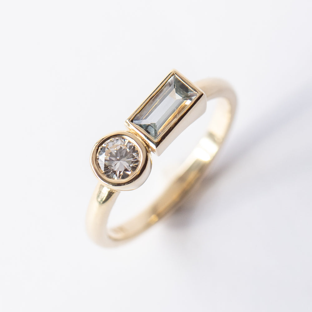 Diamond and Sapphire Duo Ring