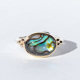 Abalone in Quartz Cabochon Oval Ring