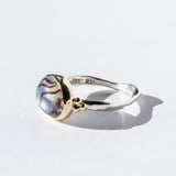 Abalone in Quartz Cabochon Oval Ring