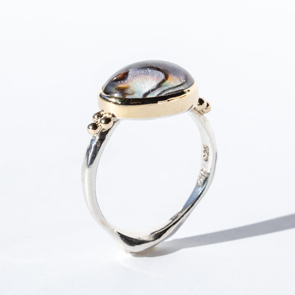 Abalone in Quartz Cabochon Oval Ring