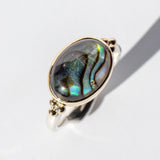 Abalone in Quartz Cabochon Oval Ring