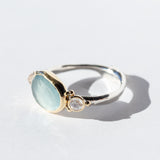 Aquamarine Ring with Moonstones