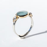 Aquamarine Ring with Moonstones